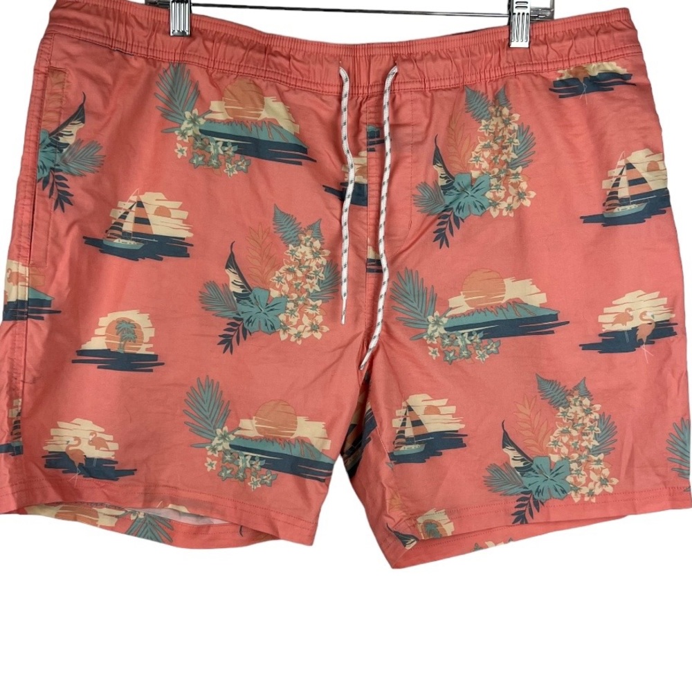 Goodfellow Mens Sunset Peach Scenic Swim Trunks Size XL